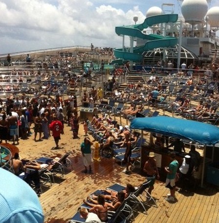Crowded Pool Area on Carnival Destiny